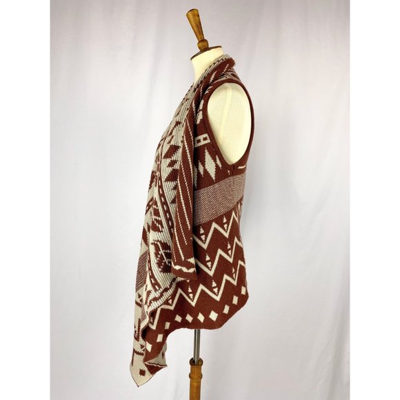 Anthropologie Knit Southwestern Wrap Vest Layered Scarf - Picture 2 of 8